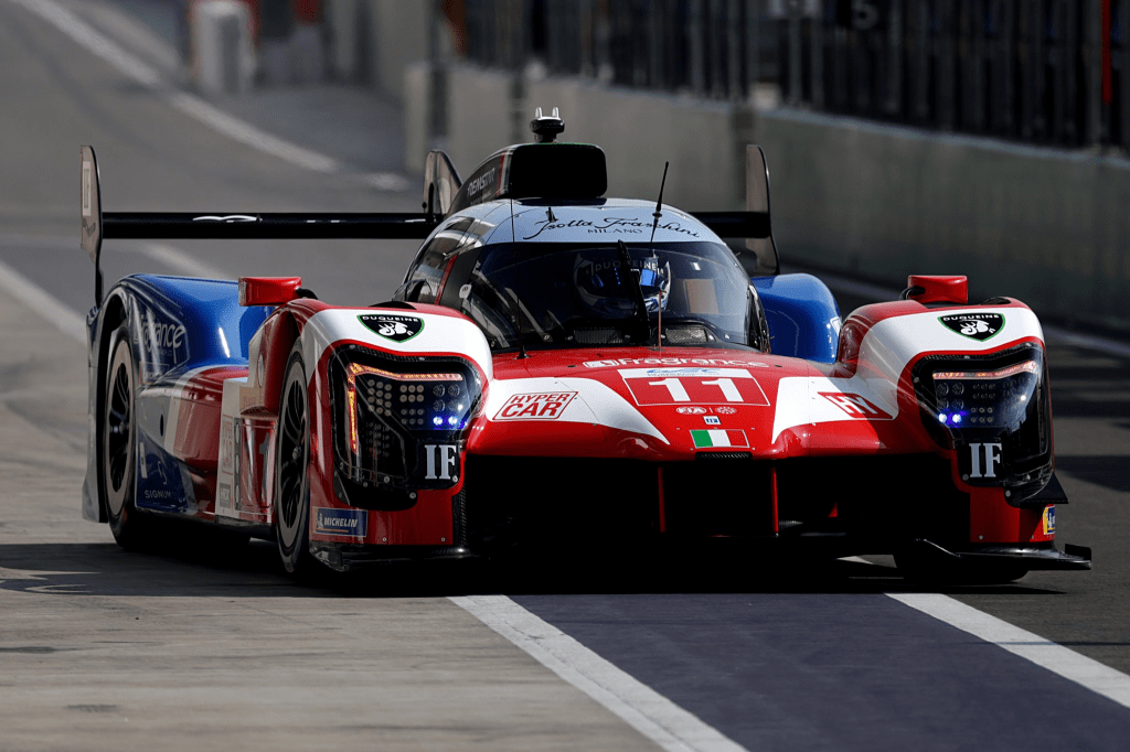 The Isotta Fraschini Tipo6 LMH leaving the pitlane for the second test session at Qatar, posted by IFM on X.