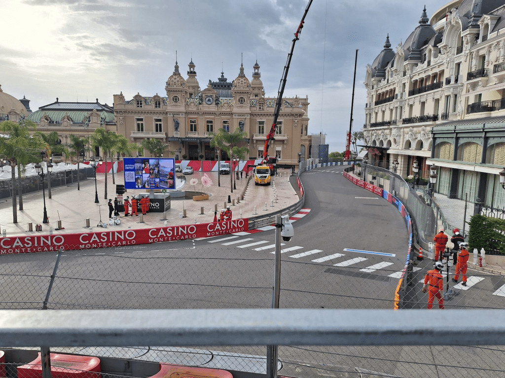 A photograph of Casino Square from a front row seat in the stands, my location on Sunday.