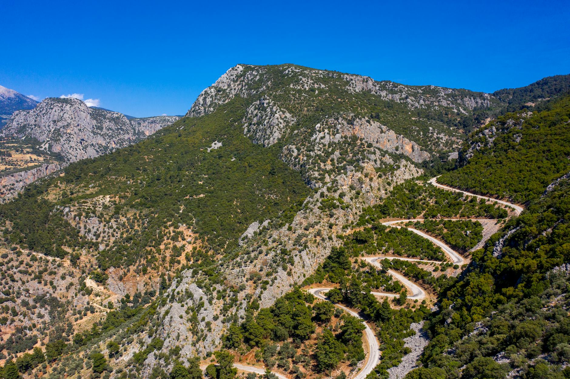 a set of hills not entirely dissimilar to the ones above Monaco with a switchback road going up them
